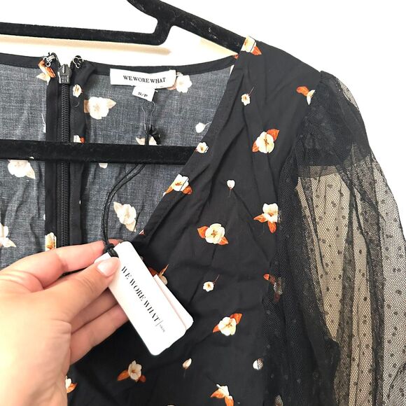 WEWOREWHAT Sadie Floral Mesh Sleeve Mini Dress‎ NWT Sz Small - Picture 3 of 7